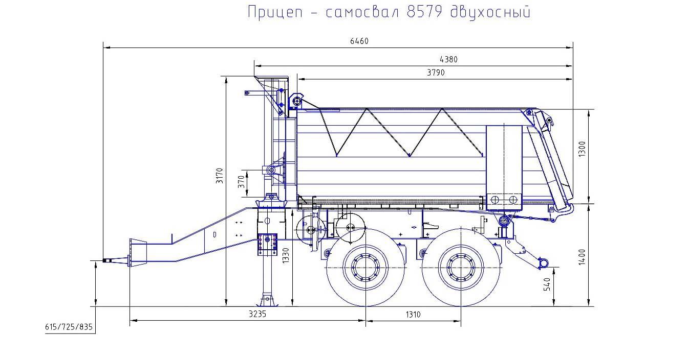 Прицеп самосвальный 85791-0000020, продажа самосвальных прицепов -  Уральский Завод Спецтехники