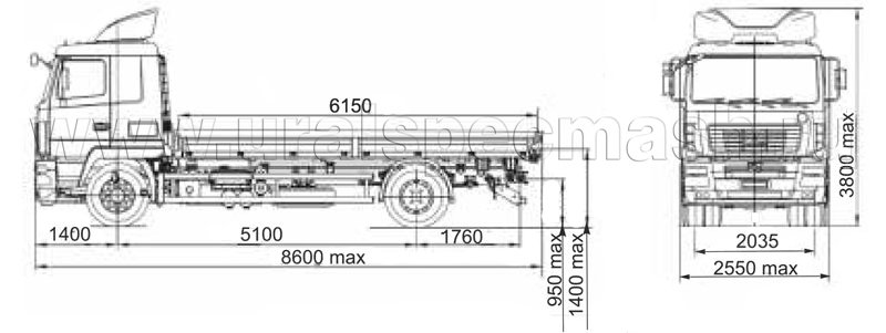 Габаритный чертеж бортового автомобиля МАЗ 5340W6
