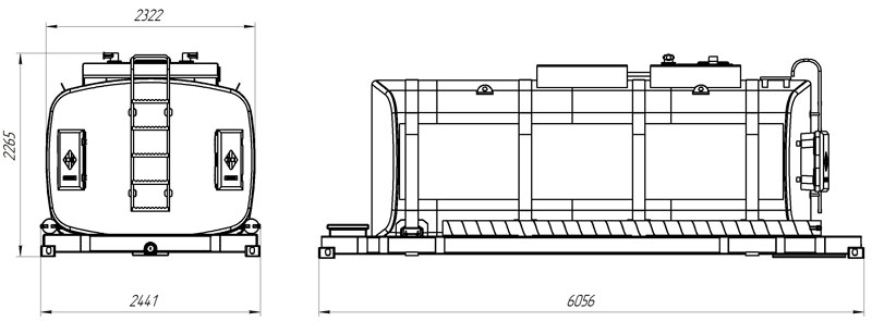 Габаритный чертеж навески контейнер-цистерны КЦ-17