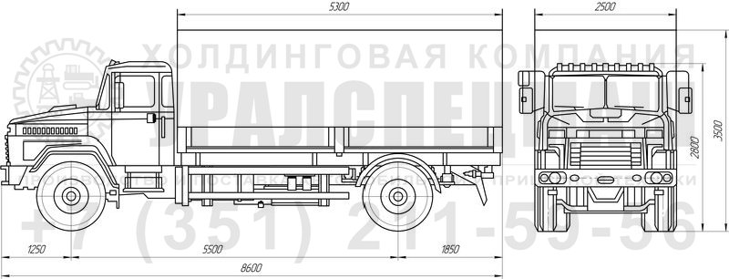 Габаритный чертеж бортового автомобиля КрАЗ 5133В2