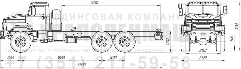 Габаритный чертеж Шасси КрАЗ 63221 тип 3